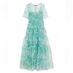 STAUD Green Paisley Floral Dress